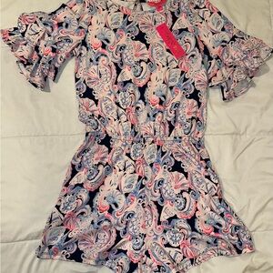 Lilly Pulitzer Vibrant Pink and Blue Swirl Romper